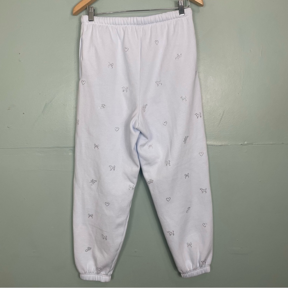 Victoria Secret Pink X LoveShackFancy Set Two Piece Sweatpants Hoodie Light Blue - Picture 6 of 16
